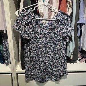 Max Studio Navy Floral Blouse